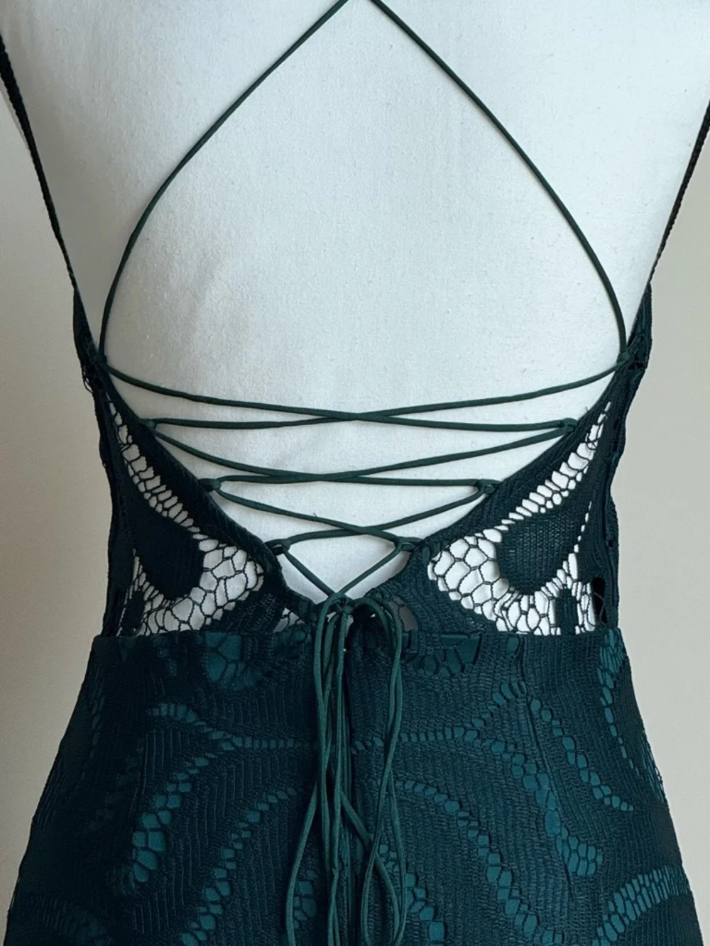 🔹 Sleeveless Teal Lace Fringe Midi Dress Size 4 - Picture 7 of 7